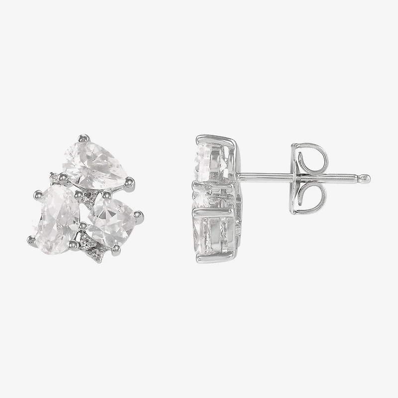 Lab Created White Sapphire Sterling Silver 10.5mm Stud Earrings