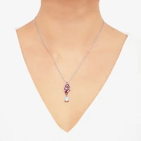 Womens Lab Created White Opal Sterling Silver Flower 18 Inch Pendant Necklace