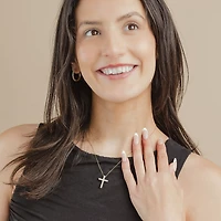 G/Si2) Womens 1/ CT. T.W. Lab Grown White Diamond 10K Gold Cross 18 Inch Pendant Necklace