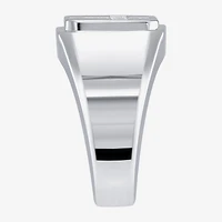 Mens Cubic Zirconia Sterling Silver Cross Signet Ring