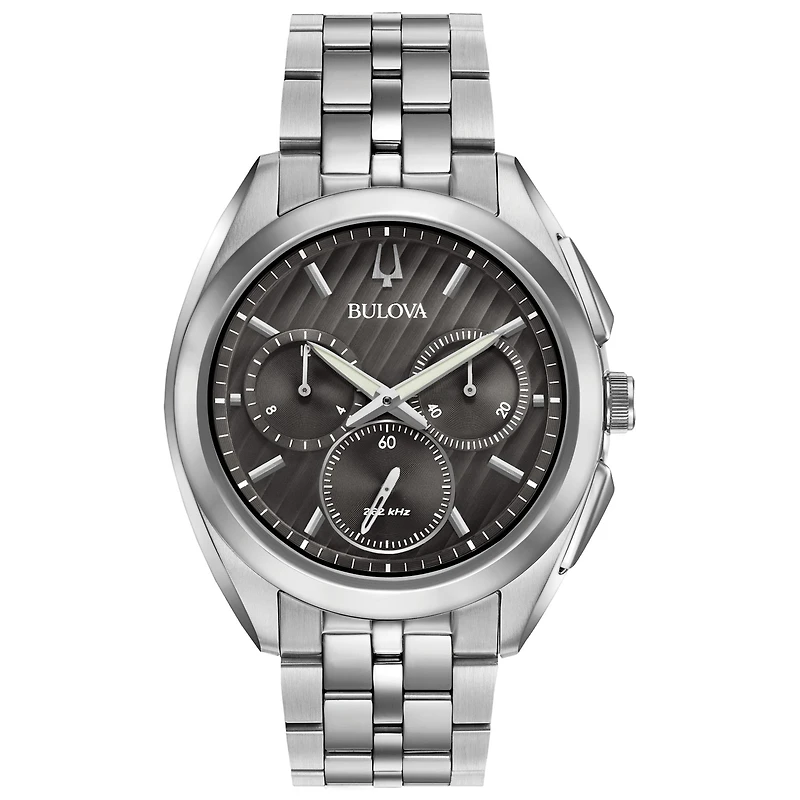 Bulova Curv Mens Silver Tone Stainless Steel Bracelet Watch 96a186