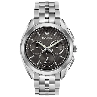 Bulova Curv Mens Silver Tone Stainless Steel Bracelet Watch 96a186