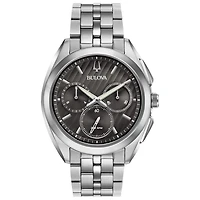 Bulova Curv Mens Silver Tone Stainless Steel Bracelet Watch 96a186