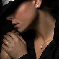 Womens 1/10 CT. T.W. Genuine Pink Morganite 18K Rose Gold Over Silver 18 Inch Pendant Necklace