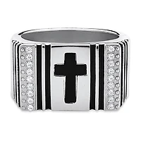 Mens 1/2 CT. T.W. White Cubic Zirconia Cross Signet Ring