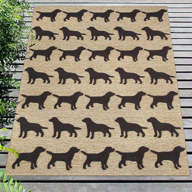 Liora Manne Frontporch Doggies Hand Tufted Washable Indoor Outdoor Rectangular Accent Rug