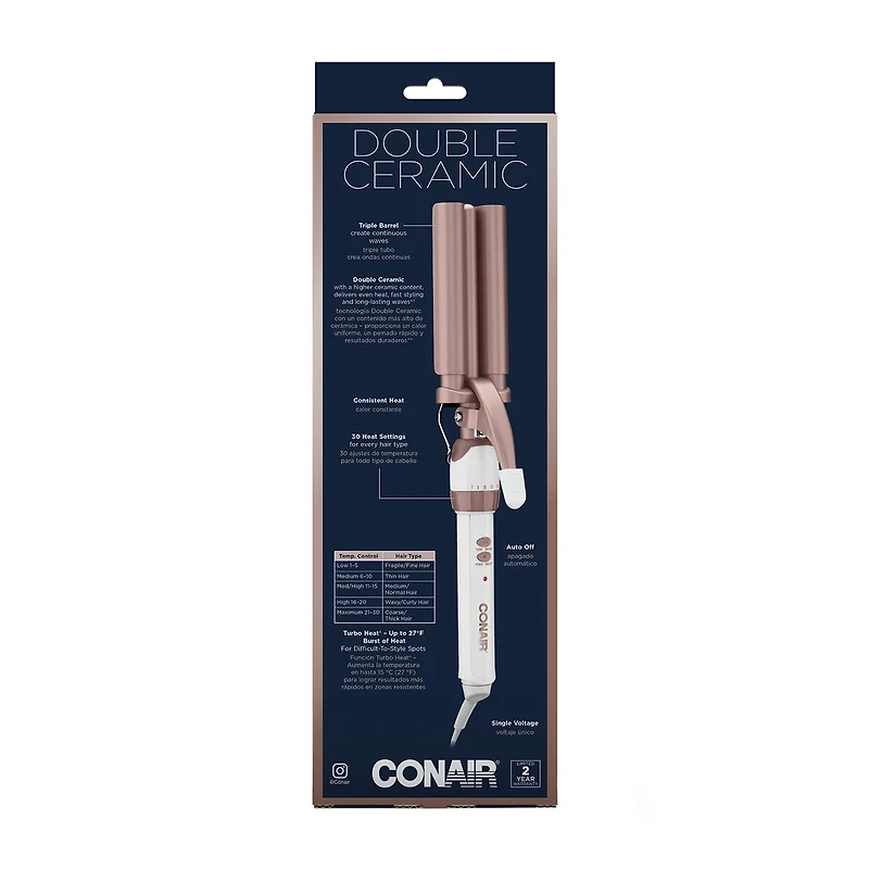 Conair Double Ceramic Rose Gold Triple Hair Waver
