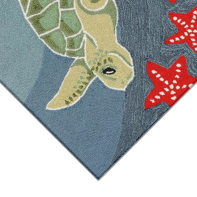 Liora Manne Frontporch Sea Turtle Hand Tufted Washable Indoor Outdoor Rectangular Accent Rug