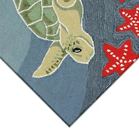 Liora Manne Frontporch Sea Turtle Hand Tufted Washable Indoor Outdoor Rectangular Accent Rug