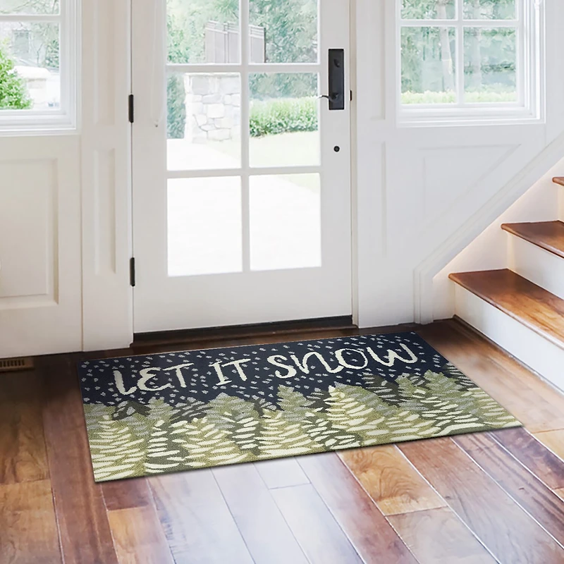 Liora Manne Frontporch Let It Snow Hand Tufted Washable Indoor Outdoor Rectangular Accent Rug
