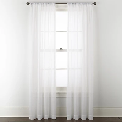 Home Expressions Remy Solid Rod Pocket Sheer Single Curtain Panel