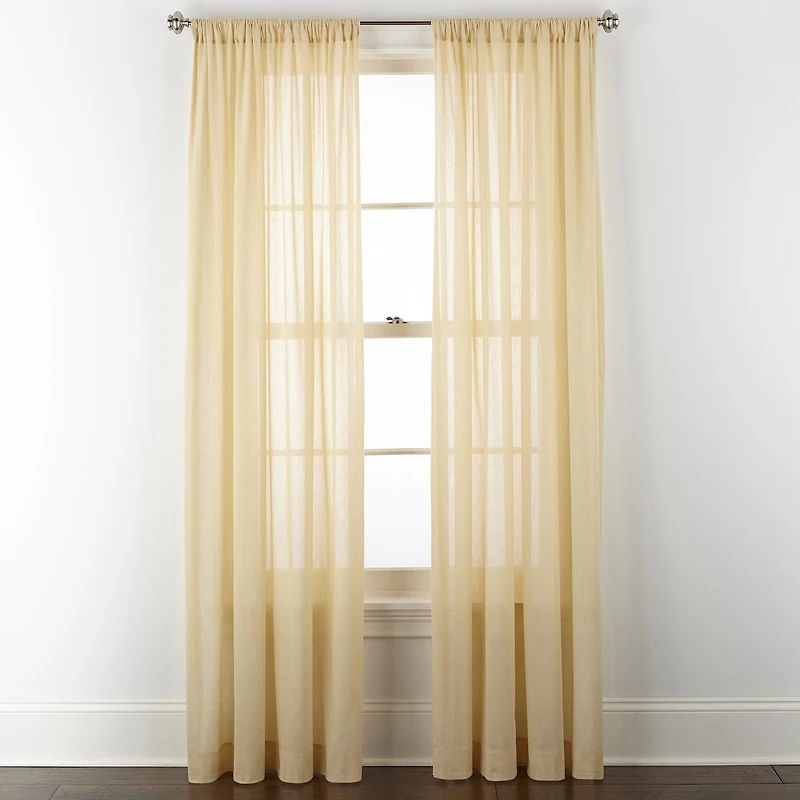 Linden Street Jameson Cotton Rod Pocket Sheer Single Curtain Panel