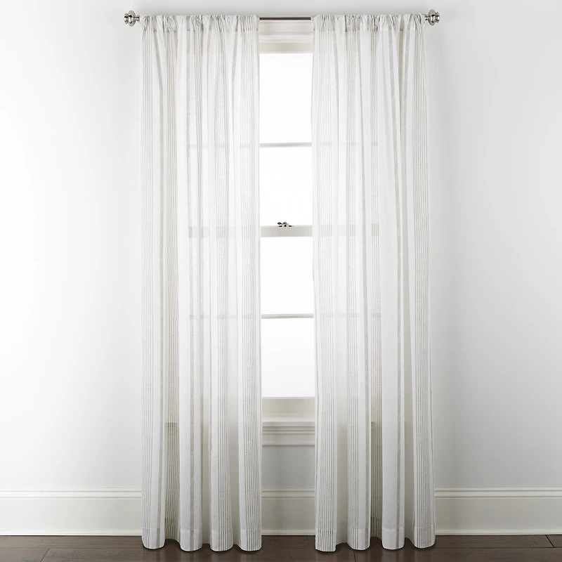 Linden Street Jameson Cotton Print Rod Pocket Sheer Single Curtain Panel