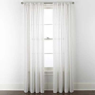 Linden Street Jameson Cotton Print Rod Pocket Sheer Single Curtain Panel