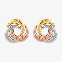 14K Tri-Color Gold 10mm Knot Stud Earrings