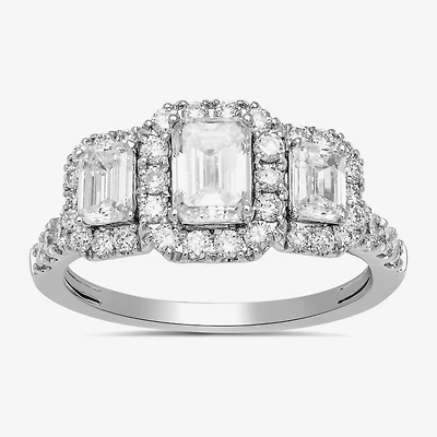 Signature By Modern Bride (H-I / Si2) Womens 2 CT. T.W. Lab Grown White Diamond 14K Gold Side Stone Engagement Ring