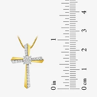 (H-I / I1-I2) Womens 1/4 CT. T.W. Lab Grown White Diamond 14K Gold Over Silver Sterling Silver Cross 18 Inch Pendant Necklace
