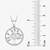 Tree Of Life Womens 1/10 CT. T.W. Natural White Diamond Sterling Silver 18 Inch Pendant Necklace