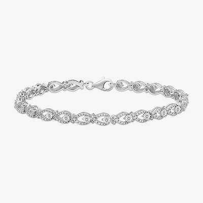 Womens 1/10 CT. T.W. Natural Diamond Sterling Silver 7.25 Inch Tennis Bracelet