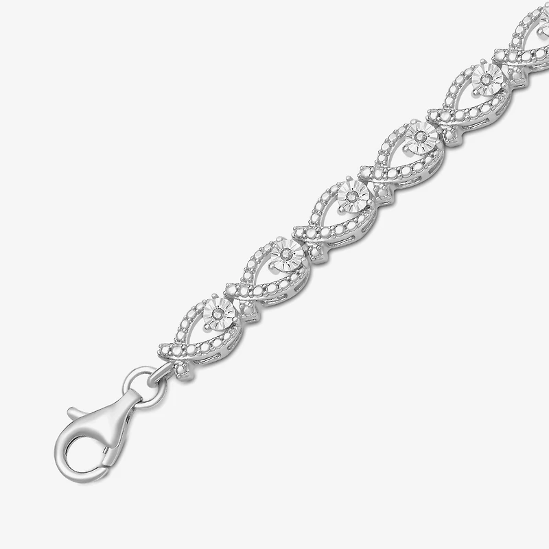 Womens 1/10 CT. T.W. Natural Diamond Sterling Silver 7.25 Inch Tennis Bracelet