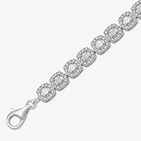 Womens 1/10 CT. T.W. Natural Diamond Sterling Silver Cushion 7.25 Inch Tennis Bracelet