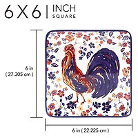 Certified International Morning Rooster 4-pc. Earthenware Appetizer Plate