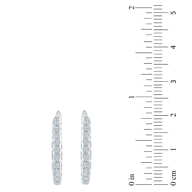 Womens 1/2 CT. T.W. Natural White Diamond 14K Gold 20.1mm Hoop Earrings
