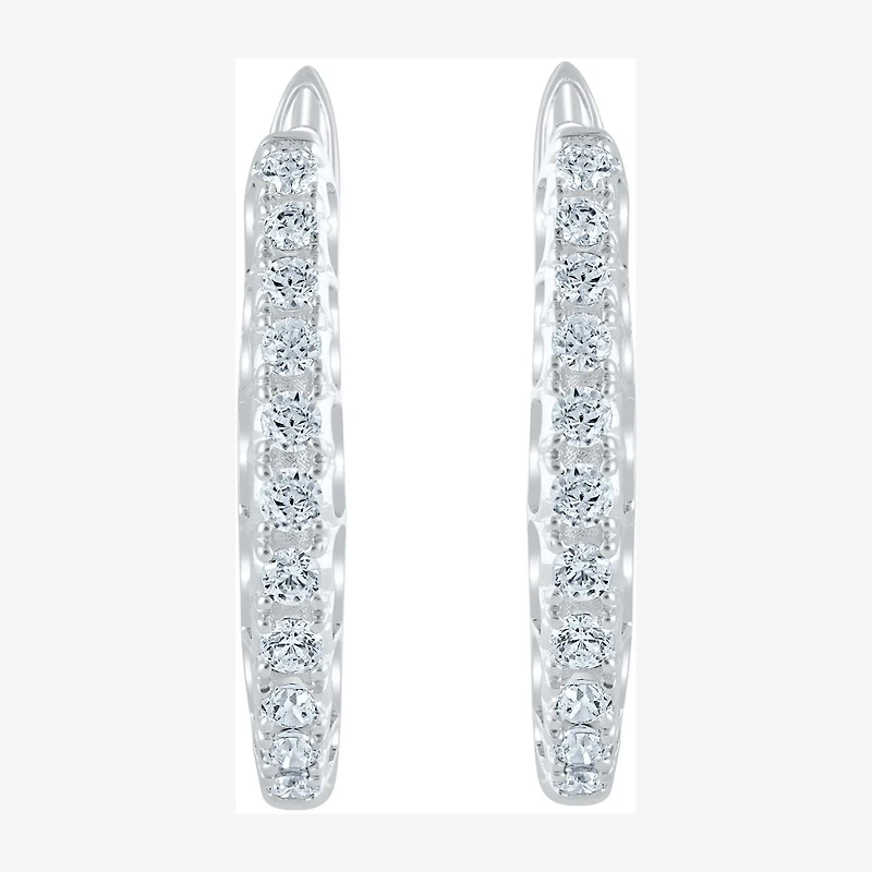Womens 1/2 CT. T.W. Natural White Diamond 14K Gold 20.1mm Hoop Earrings