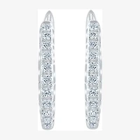 Womens 1/2 CT. T.W. Natural White Diamond 14K Gold 20.1mm Hoop Earrings