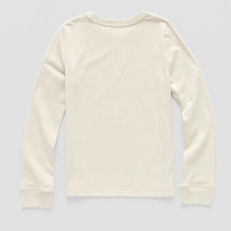 Thereabouts Little & Big Kid Girls Round Neck Long Sleeve Regular Fit Graphic T-Shirt