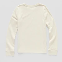 Thereabouts Little & Big Kid Girls Round Neck Long Sleeve Regular Fit Graphic T-Shirt