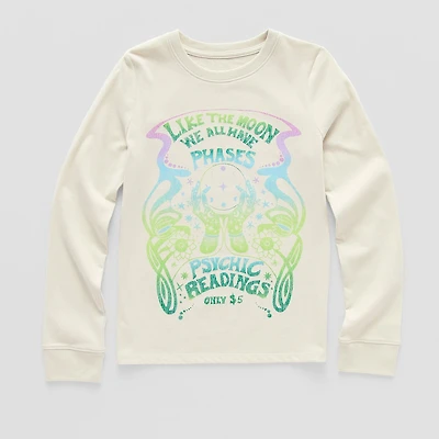 Thereabouts Little & Big Kid Girls Round Neck Long Sleeve Regular Fit Graphic T-Shirt