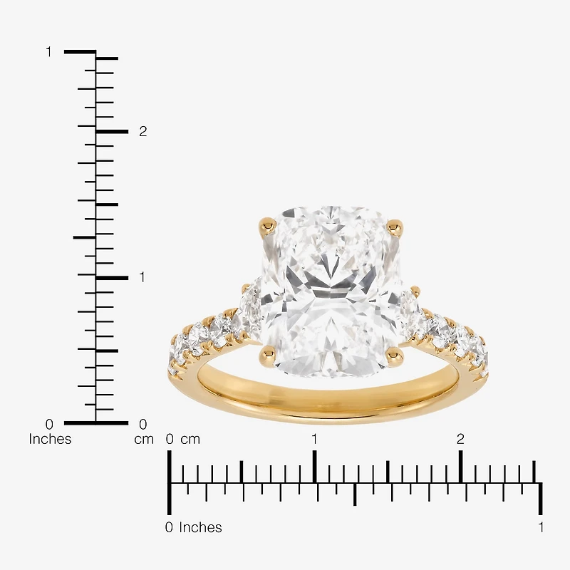 Signature By Modern Bride (H-I / Si2) Womens 6 CT. T.W. Lab Grown White Diamond 10K Gold Cushion Side Stone Engagement Ring
