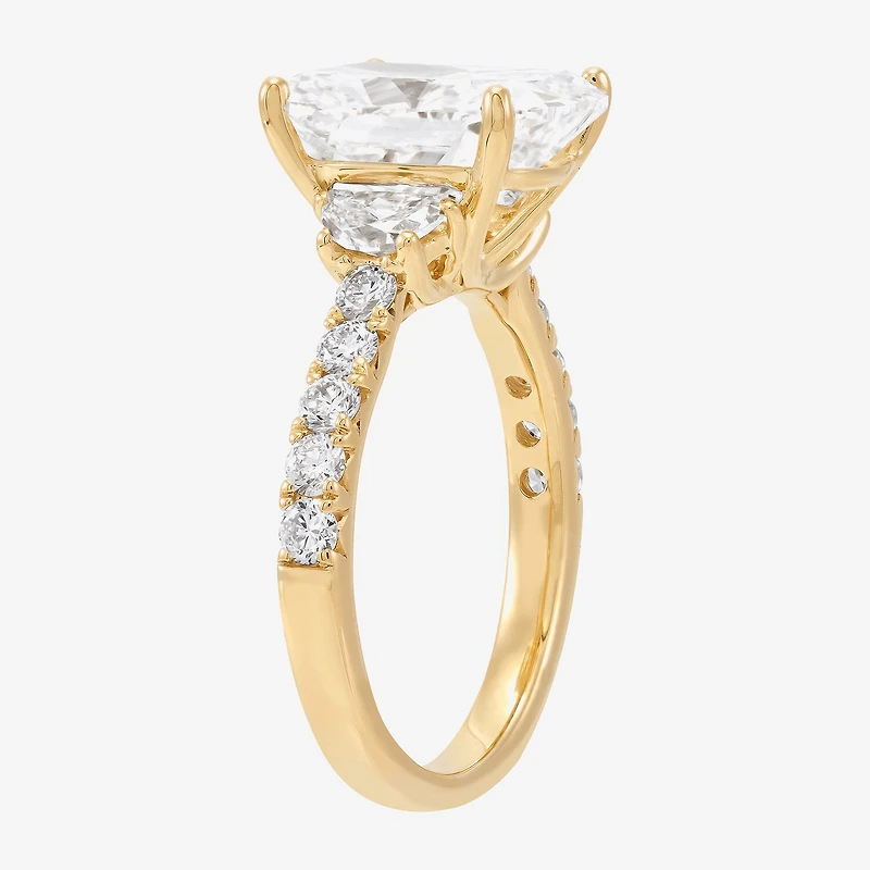 Signature By Modern Bride (H-I / Si2) Womens 6 CT. T.W. Lab Grown White Diamond 10K Gold Cushion Side Stone Engagement Ring