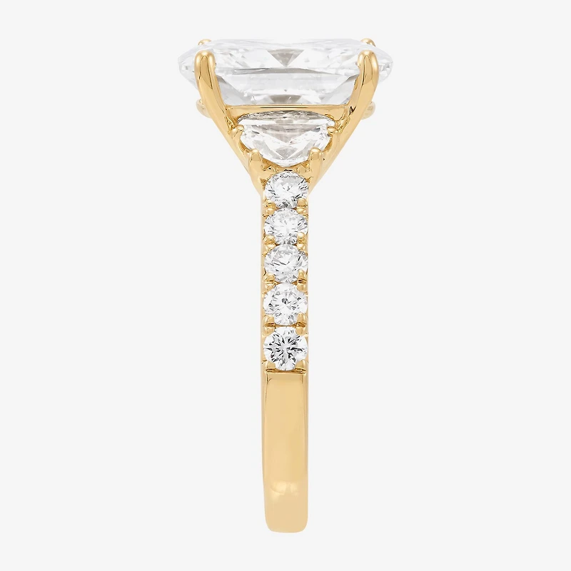 Signature By Modern Bride (H-I / Si2) Womens 6 CT. T.W. Lab Grown White Diamond 10K Gold Cushion Side Stone Engagement Ring