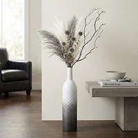 Cheungs Harkona Diamond Pattern Gray Gradient Metal Floor Vase