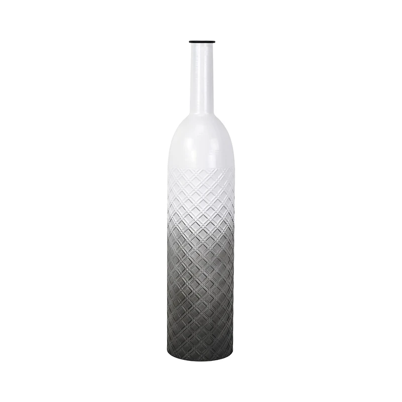 Cheungs Harkona Diamond Pattern Gray Gradient Metal Floor Vase
