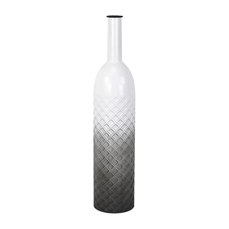 Cheungs Harkona Diamond Pattern Gray Gradient Metal Floor Vase