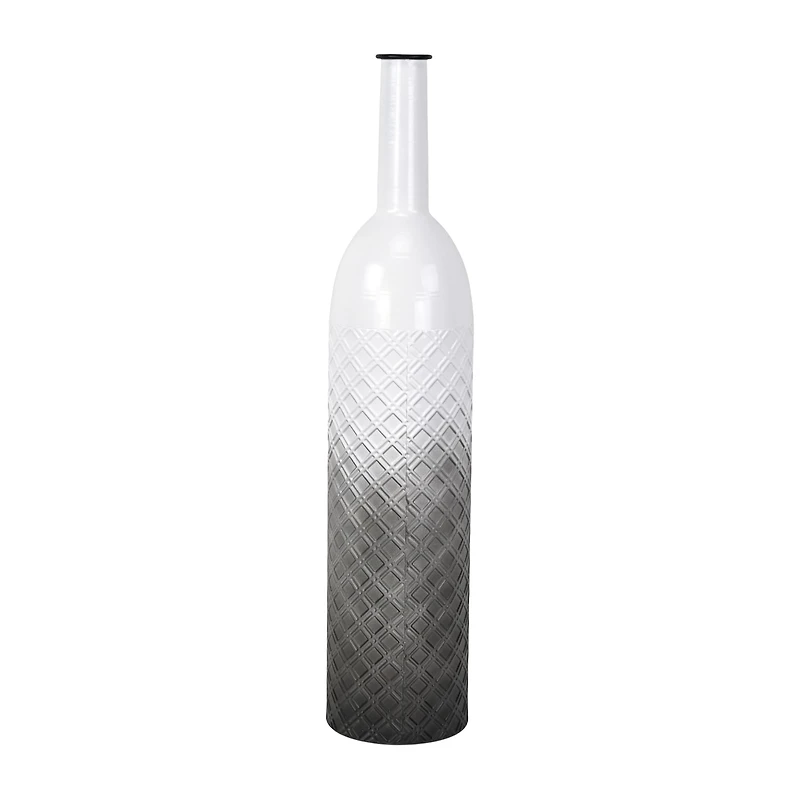 Cheungs Harkona Diamond Pattern Gray Gradient Metal Floor Vase