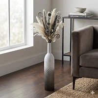 Cheungs Harkona Diamond Pattern Gray Gradient Metal Floor Vase