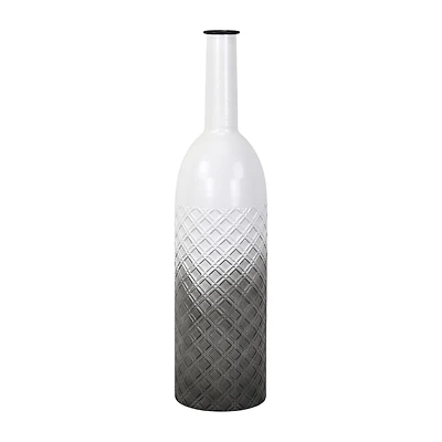 Cheungs Harkona Diamond Pattern Gray Gradient Metal Floor Vase