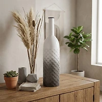 Cheungs Harkona Diamond Pattern Gray Gradient Metal Floor Vase