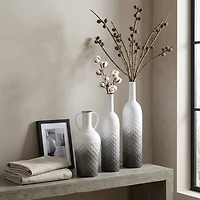 Cheungs Harkona Diamond Pattern Gray Gradient Metal Floor Vase