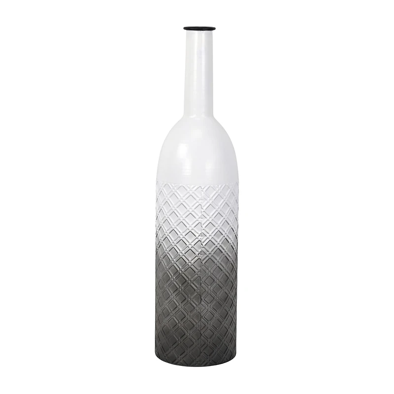 Cheungs Harkona Diamond Pattern Gray Gradient Metal Floor Vase