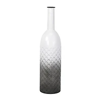 Cheungs Harkona Diamond Pattern Gray Gradient Metal Floor Vase