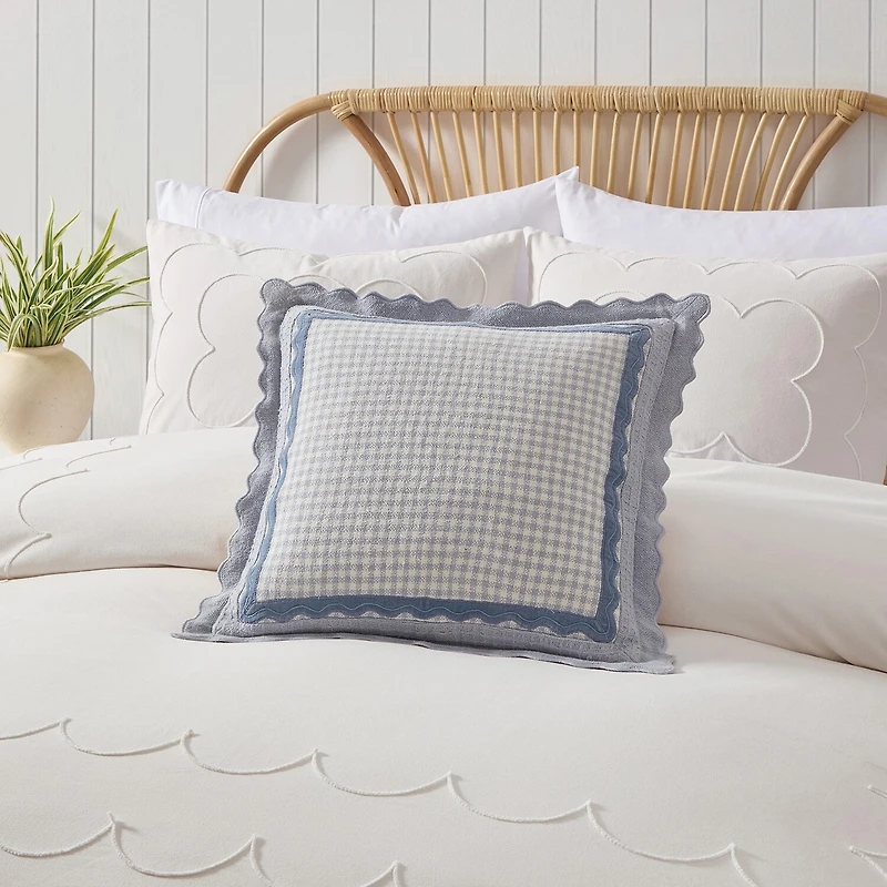 Peri Home Gingham Scallop Square Throw Pillow