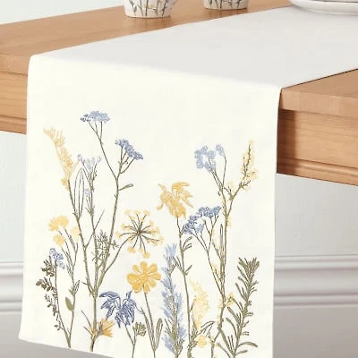 Lenox Wildflowers Border Embroidered Table Runner