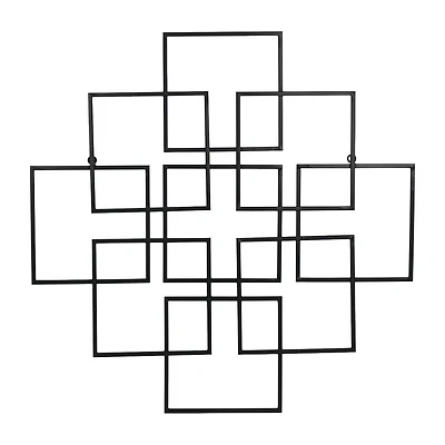 Cheungs Richese Black Repeating Square Metal Wall Sculpture
