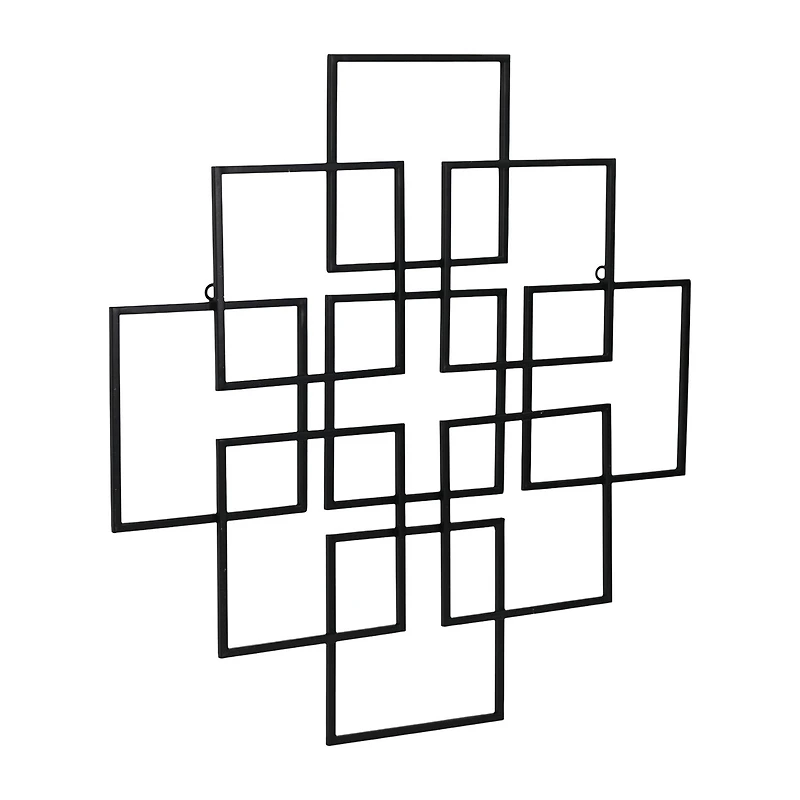 Cheungs Richese Black Repeating Square Metal Wall Sculpture