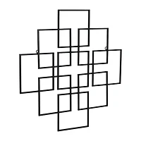 Cheungs Richese Black Repeating Square Metal Wall Sculpture